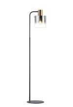 Brandroot Large Floor Lamp, 1 Light E27, Brass/Sand Black/Smoke Fade Glass