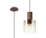 Brandroot 20cm Single Pendant, 1 Light Adjustable E27, Mocha/Amber Fade Glass