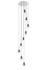 Brandroot 80cm Round Pendant, 9 Light Adjustable E27, Black/Amber Fade Glass Item Weight: 22kg