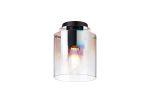 Brandroot 20cm Round Ceiling Flush, 1 Light Flush Fitting E27, Black/Iridescent Fade Glass