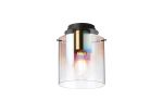 Brandroot 20cm Round Ceiling Flush, 1 Light Flush Fitting E27, Brass/Sand Black/Iridescent Fade Glass