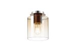 Brandroot 20cm Round Ceiling Flush, 1 Light Flush Fitting E27, Mocha/Amber Fade Glass