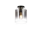 Brandroot 20cm Round Ceiling Flush, 1 Light Flush Fitting E27, Polished Nickel/Black/Smoke Fade Glass