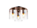Brandroot 37cm Round Ceiling Flush, 3 Light Flush Fitting, Mocha/Iridescent Fade Glass