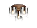 Brandroot 37cm Round Ceiling Flush, 3 Light Flush Fitting, Mocha/Smoke Fade Glass