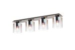 Brandroot Linear Ceiling Flush, 4 Light Flush Fitting, Black/Iridescent Fade Glass