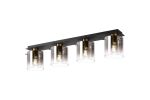 Brandroot Linear Ceiling Flush, 4 Light Flush Fitting, Brass/Sand Black/Smoke Fade Glass