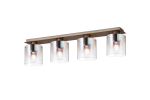 Brandroot Linear Ceiling Flush, 4 Light Flush Fitting, Mocha/Iridescent Fade Glass