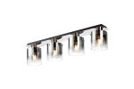 Brandroot Linear Ceiling Flush, 4 Light Flush Fitting, Polished Nickel/Black/Smoke Fade Glass
