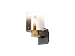 Brandroot Single Switched Wall Lamp, 1 Light, E27, Brass/Sand Black/Smoke Fade Glass