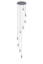 Brandroot Ribbed 86cm Round Pendant, 9 Light Adjustable E27, Dark Grey/Clear Narrow Line Glass Item Weight: 21kg