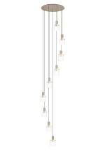 Brandroot Ribbed 86cm Round Pendant, 9 Light Adjustable E27, Light Gold/Clear Narrow Line Glass Item Weight: 21kg