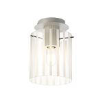 Brandroot Ribbed 21cm Round Ceiling Flush, 1 Light Flush Fitting E27, Beige Stone/Frosted/Clear Wide Line Glass