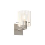Brandroot Ribbed Single Switched Wall Lamp, 1 Light, E27, Beige Stone/Frosted/Clear Wide Line Glass