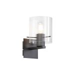 Brandroot Ribbed Single Switched Wall Lamp, 1 Light, E27, Dark Grey/Clear Narrow Line Glass