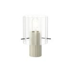 Brandroot Ribbed Table Lamp, 1 Light E27, Beige Stone/Frosted/Clear Wide Line Glass