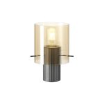 Brandroot Ribbed Table Lamp, 1 Light E27, Dark Grey/Amber Narrow Line Glass