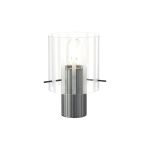Brandroot Ribbed Table Lamp, 1 Light E27, Dark Grey/Frosted/Clear Wide Line Glass