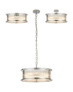 Lyon 50cm Round Flush/Semi Ceiling/Pendant Convertible, 6 x E14, Polished Chrome/Clear Glass