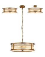 Lyon 65cm Round Flush/Semi Ceiling/Pendant Convertible, 8 x E14, Brass/Clear Glass