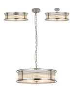 Lyon 65cm Round Flush/Semi Ceiling/Pendant Convertible, 8 x E14, Polished Chrome/Clear Glass