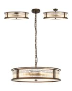Lyon 80cm Round Flush/Semi Ceiling/Pendant Convertible, 10 x E14, Bronze/Clear Glass
