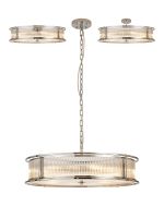 Lyon 80cm Round Flush/Semi Ceiling/Pendant Convertible, 10 x E14, Polished Chrome/Clear Glass