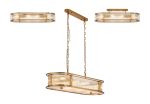 Lyon 1m x 35cm Oval Flush/Semi Ceiling/Pendant, 8 x E14, Brass/Clear Glass