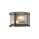 Lyon Wall Light, 2 x E14, Satin Black/Clear Glass