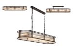 Lyon 140 x 40cm Oval Flush/Semi Ceiling/Pendant, 12 x E14, Satin Black/Clear Glass
