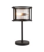 Lyon Table Lamp, 2 x E14, Satin Black/Clear Glass