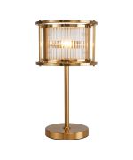 Lyon Table Lamp, 2 x E14, Brass/Clear Glass