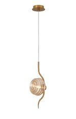 Corte 1 Light Pendant With 16cm Glass, Brass/Amber