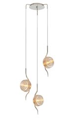 Corte 44cm Round 3 Light Spider Pendant With 160mm Glass, Polished Nickel/Amber