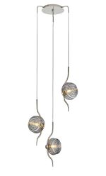 Corte 44cm Round 3 Light Spider Pendant With 160mm Glass, Polished Nickel/Smoke