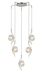 Corte 63cm Round 5 Light Spider Pendant With 160mm Glass, Polished Nickel/Clear