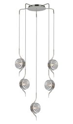 Corte 63cm Round 5 Light Spider Pendant With 160mm Glass, Polished Nickel/Smoke