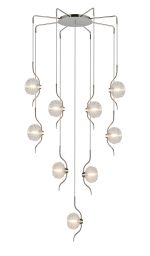 Corte 84cm Round 9 Light Spider Pendant With 160mm Glass, Polished Nickel/Clear