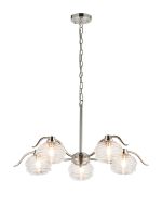 Corte 80cm 5 Light Multi Arm Pendant/Semi Flush With 160mm Glass, Polished Nickel/Clear