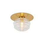 Corte 21cm Round 1 Light Flush/Wall Light With 160mm Glass, Brass/Clear