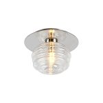 Corte 21cm Round 1 Light Flush/Wall Light With 160mm Glass, Polished Nickel/Clear