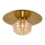 Corte 35cm Round 1 Light Flush/Wall Light With 180mm Glass, Brass/Amber