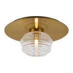 Corte 35cm Round 1 Light Flush/Wall Light With 180mm Glass, Brass/Clear