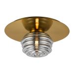 Corte 35cm Round 1 Light Flush/Wall Light With 180mm Glass, Brass/Smoke