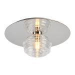 Corte 35cm Round 1 Light Flush/Wall Light With 180mm Glass, Polished Nickel/Clear