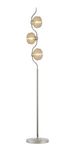 Corte 3 Light Floor Lamp With 160mm Glass, Polished Nickel/Amber