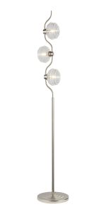 Corte 3 Light Floor Lamp With 160mm Glass, Polished Nickel/Clear