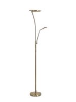 Tierra 2 Light Floor Lamp Switched, 18+6W LED, 3000K, 2300lm, Antique Brass, 3yrs Warranty
