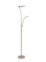 Tierra 2 Light Floor Lamp Switched, 18+6W LED, 3000K, 2300lm, Satin Nickel, 3yrs Warranty