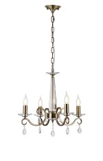 Arena 52cm Pendant WITHOUT SHADE, 4 Light E14, Antique Brass/Clear Crystal